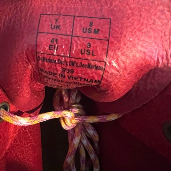 Dr.Martens Women’s 939 Ben Suede Red Padded Collar Lace Up Boots New - Picture 13 of 15